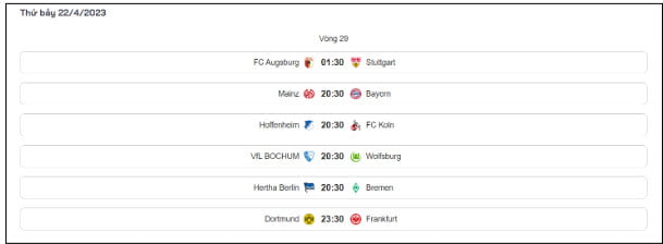 Bundesliga và những trận cầu diễn ra tối 22/4