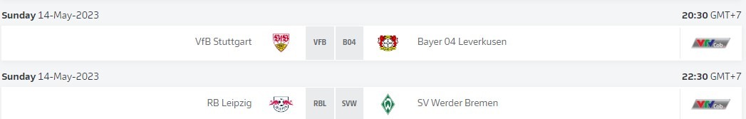 Lịch thi đấu vòng 32 Bundesliga tối chủ nhật 