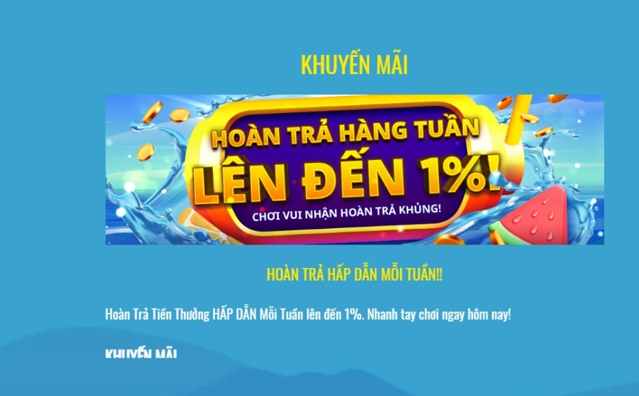 Khuyến mãi hoàn trả lên đến 1% tại HappyLuke