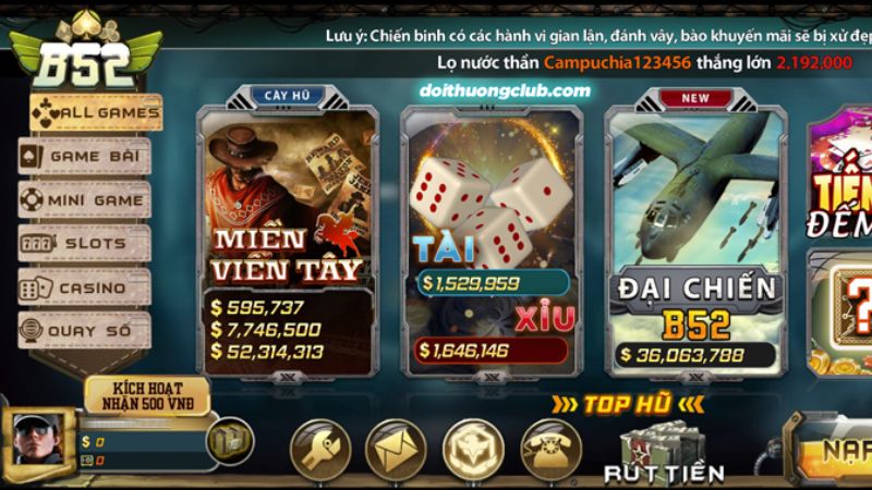 Cổng game nổ hũ B52 là sân chơi dẫn đầu thị trường hiện nay