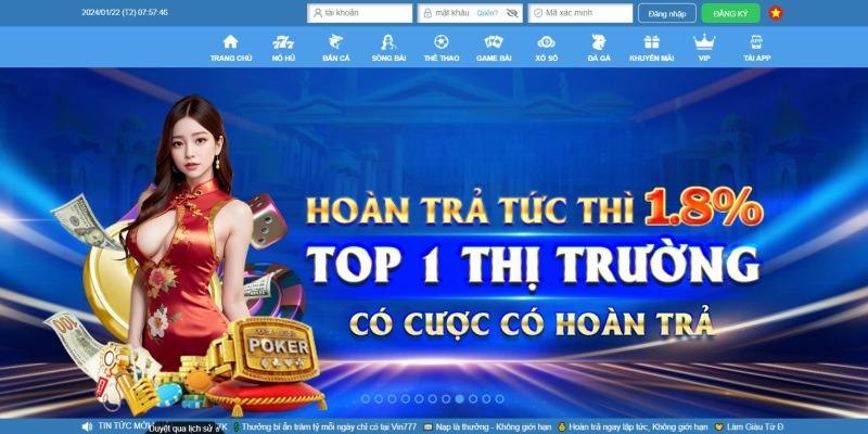 Ưu đãi hoàn trả cược khủng mừng xuân 2024